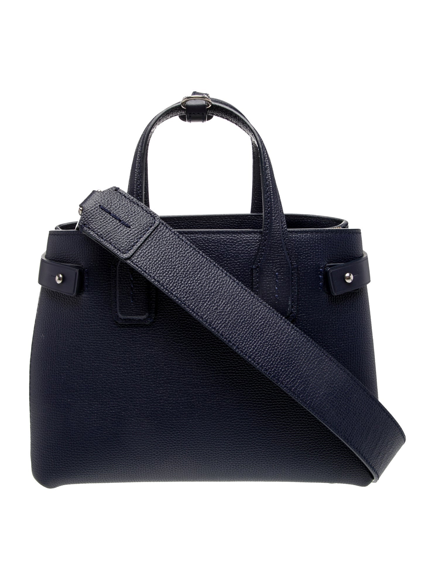 Burberry House Check Regency Blue Derby Leather Vintage Check Small Banner Tote Bag